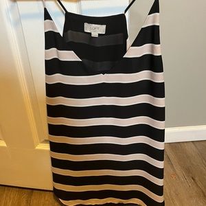 Loft racer back black and pink striped cami